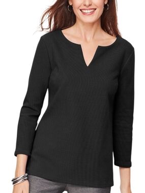 Talbots Textured Zip Back Top